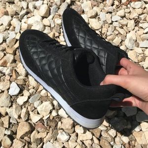 Faux leather and suede sneakers